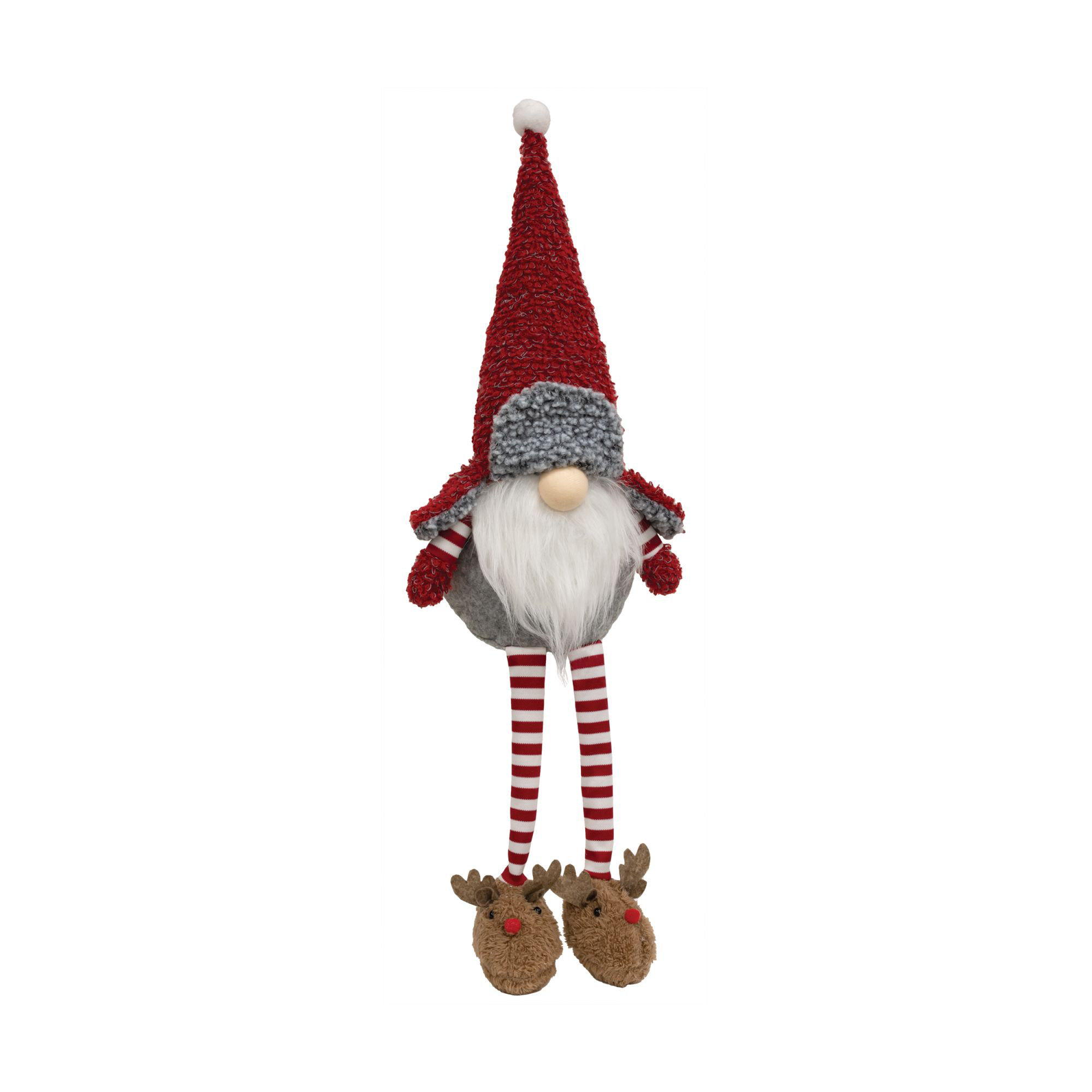 The Holiday Aisle Fuzzy Red Gnome With Reindeer Slippers Wayfair Canada